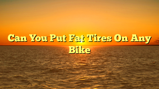 Can You Put Fat Tires On Any Bike